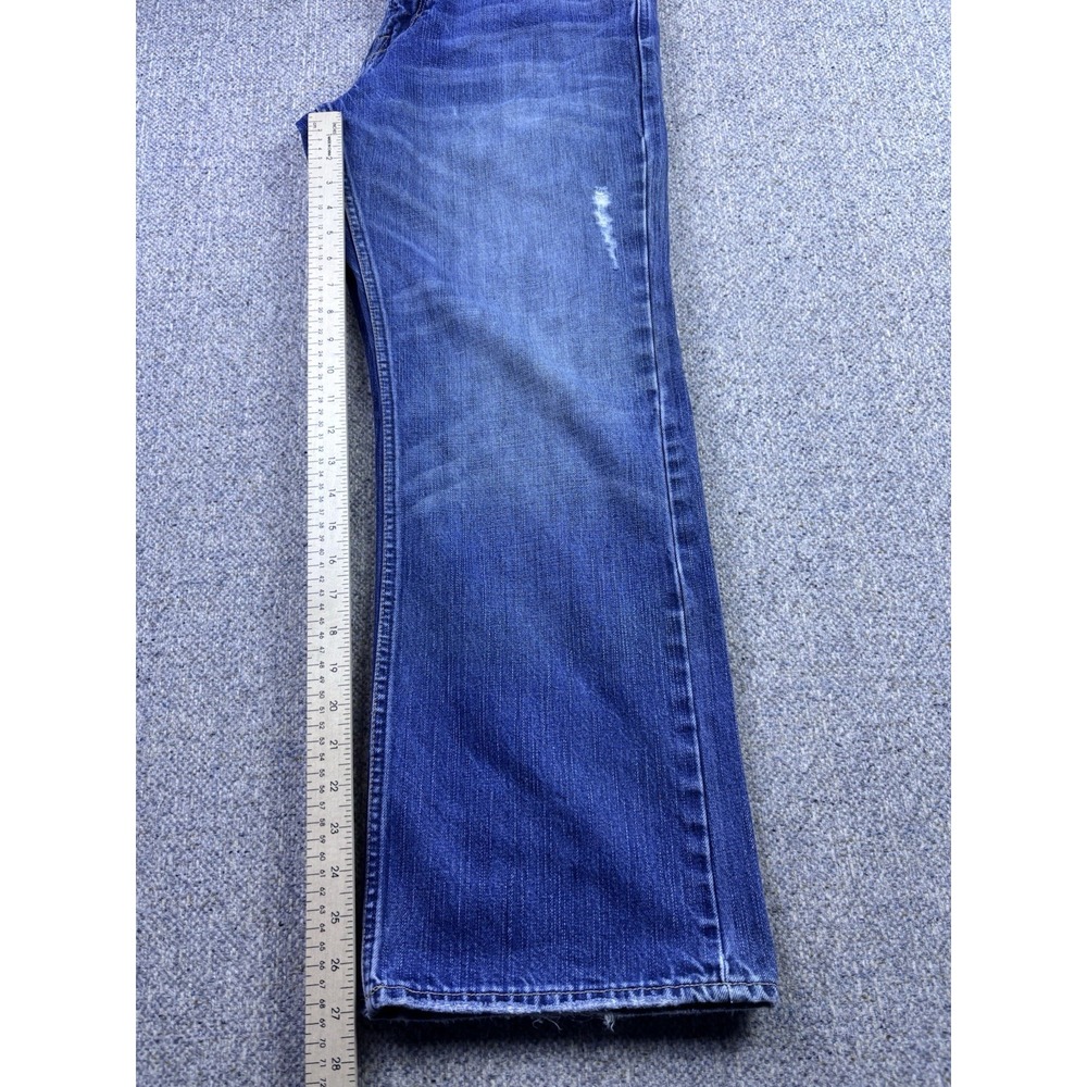 American Eagle Jeans Mens 34x30 Bootcut Medium Wash Blue Denim Distressed Pants - Picture 7 of 11